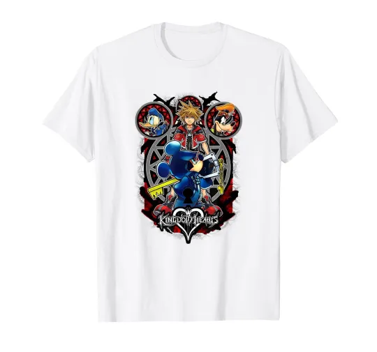 Discover Disney Kingdom Hearts Goth Mickey-Shaped Portal Group Shot T-Shirt_