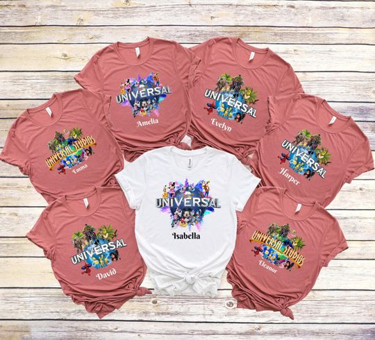 Custom Universal Studios Family Trip Shirt 2026 - Personalized Disney & Universal Characters Tee