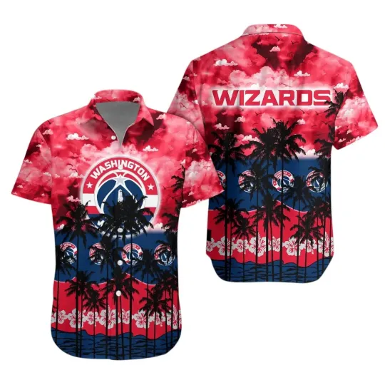 Discover Washington Basketball Team Wizardss Hawaiian Button Down Shirt Unisex Adults
