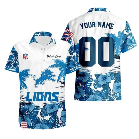 Discover Personalized Detroit Football Team Lionss Hawaiian Button Down Shirt