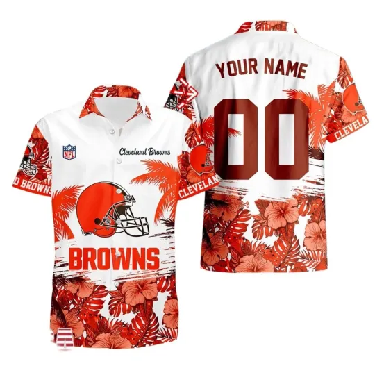 Discover Personalized Cleveland Football Team Brownss Hawaiian Button Down Shirt