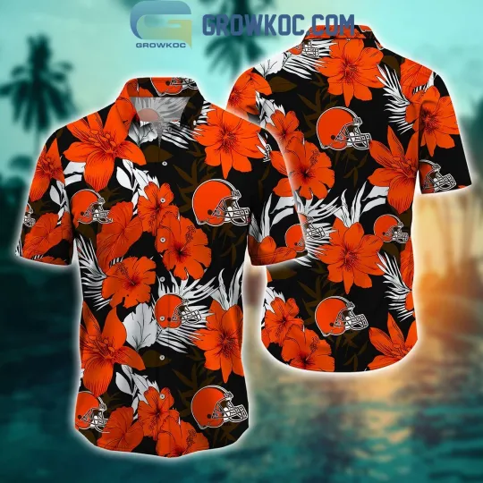 Discover Cleveland Football Team Brownss Hawaiian Button Down Shirt Unisex Adults S-5XL