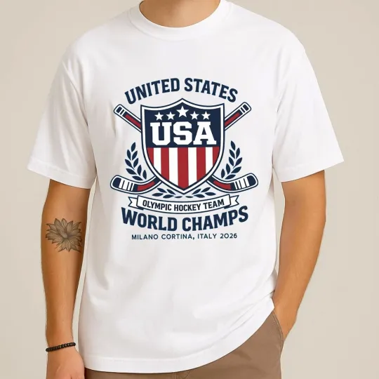 Discover United States USA Olympic Hockey Team World Champs 2026 T-Shirt
