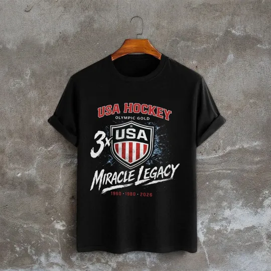 USA Hockey 2026 Winter Olympics Gold Medal T-Shirt, USA Hockey 3x Gold Medal