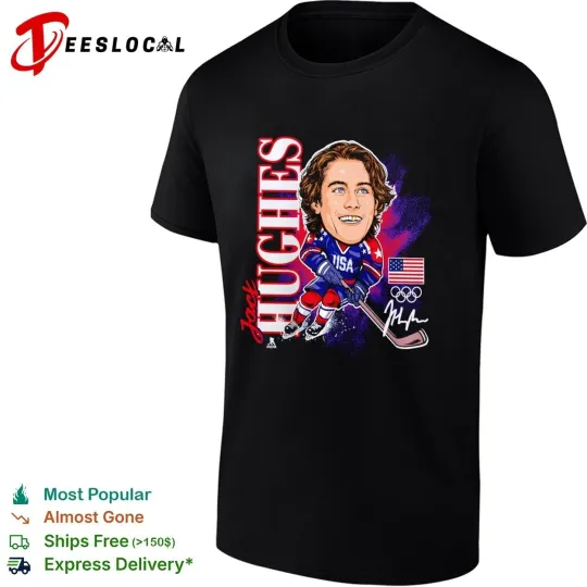 USA Hockey Jack Hughes Gold Medal Caricature shirt
