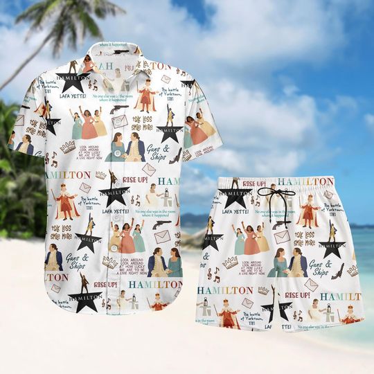 Discover Hamilton Button Shirt Shorts, Musical Button Shirt, Broadway Hawaii Shorts, Theater Shirt Shorts, Alexander Hamilton Shirt Shorts