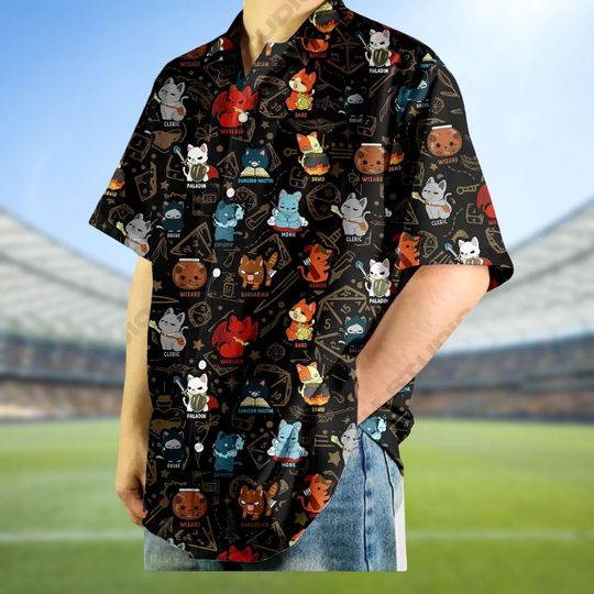 Discover Dungeons N Dragons Hawaiian Shirt, RPG Characters Button Shirt, Fantasy Game Button Down Shirt, Wizards Vacation Shirt, Holiday Gift