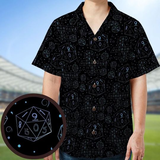 Discover Dice Game Hawaiian Shirt, D20 Pattern Button Shirt, Geek Style Button Down Shirt, Gamer Vacation Shirt, Gift for Him