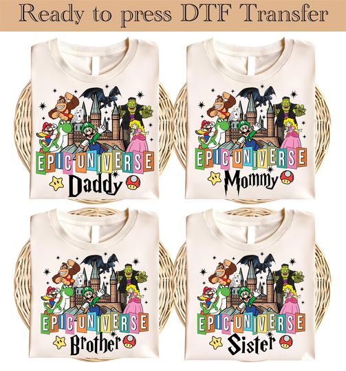 Epic Universe Ready To Press, Universe Park Family Trip 2026 DTF, Disney Shirt, Orlando Park Epic Universe DTF Transfers, Super Mario DTF