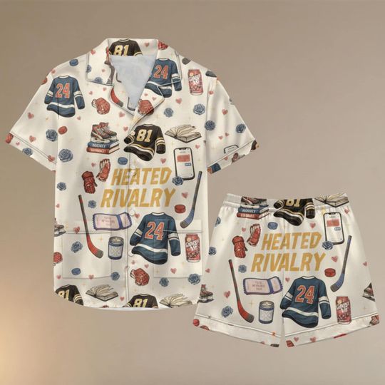 Discover Heated Rivalry Romance Short Satin Pajamas, Hollanov Couple Romance Book Pajamas Set, Hockey Rivals Couple Sleepwears, Movie Book Gift