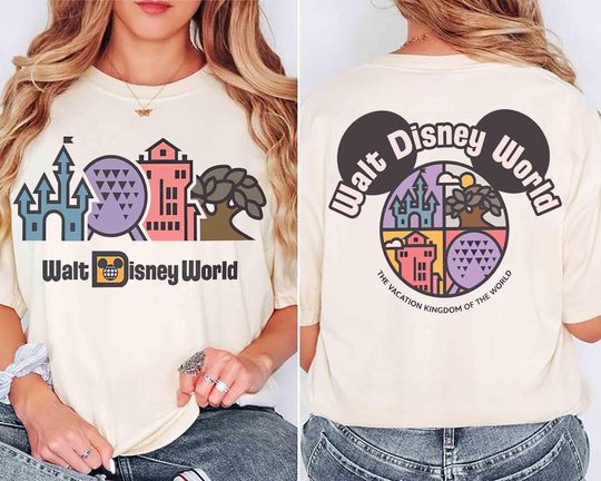 Discover 2-Sided Walt Disney World 4 Park 2026  Shirt, Retro Disney Magical Castle Tee, Epcot Park Shirt, Hollywood Studio's, Animal Kingdom T-shirt