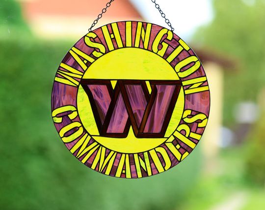Stained Glass Football Team Logo Suncatcher Window Hanging Tiffany Style Handcrafted Decor