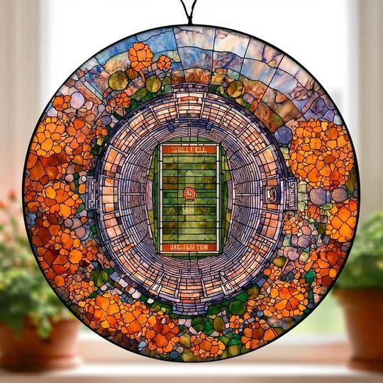 Football Stadium Suncatcher - Stained Glass Effect Art Decor for Football Fans and Gift Idea