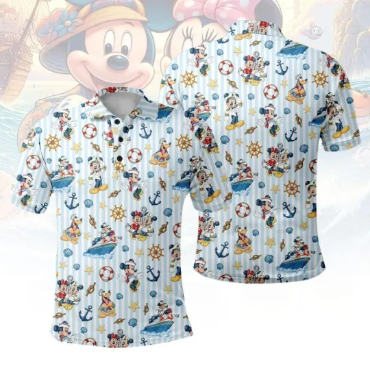 Discover Mickey And Friends Cruise Line 2026 Beach Summer Vacation Polo Shirt
