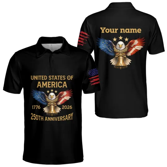 Customized 250th Anniversary United States Eagle Polo Shirt Patriotic 1776-2026
