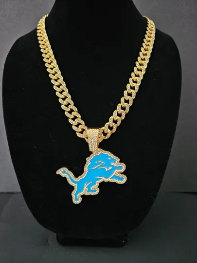 Detroit Lions Cubic Link Chain Necklace