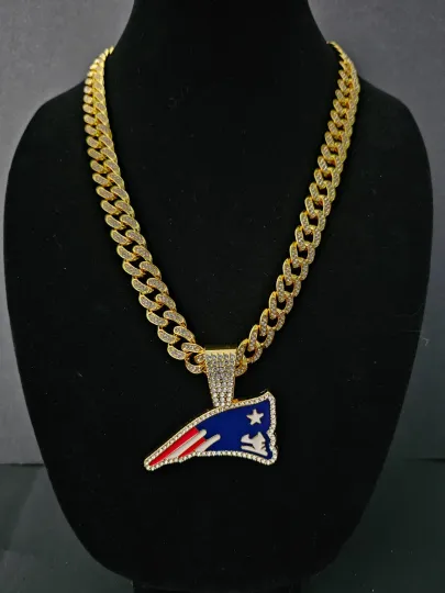 New England Patriots Cuban Link Chain Necklace