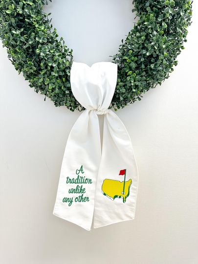 Discover Masters Wreath Sash, Boxwood Wreath Embroidered Sash, Masters Embroidery Sash, Door Hanger, Golfing Wreath Sash, Golf Wreath Sash, Augusta