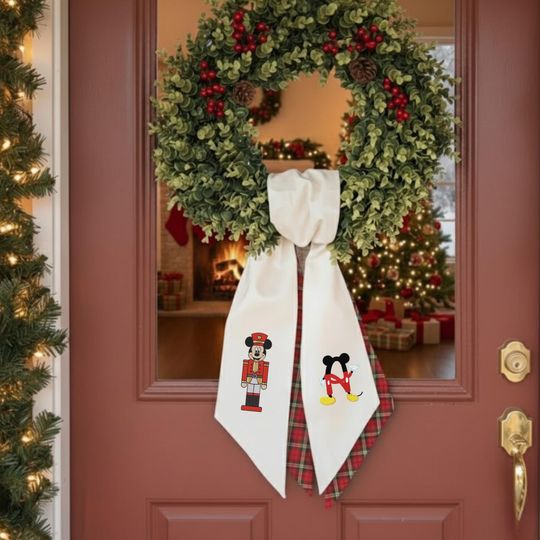 Micracker Embroidered Christmas Wreath Sash, Custom Disney Letter the Season Xmas Door Decor