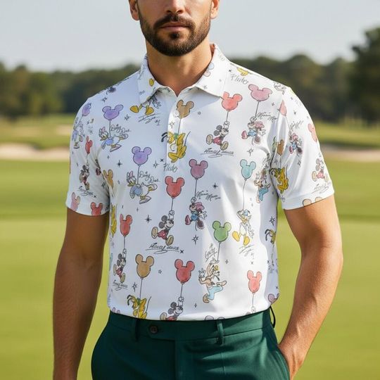 Discover Retro Disney Mickey And Friends Signatures Polo Shirt Polo Shirt, Disney Cruise Polo Gift