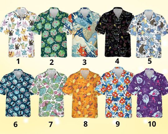 Discover Vintage Anime Hawaiian Print Set, Beach Vacation Matching Shirt & Shorts, Japanese Anime Aloha Summer Set, Cartoon Gift for Boy