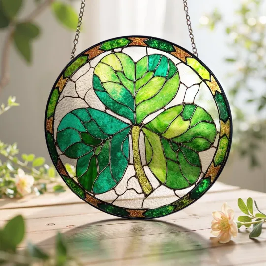 Shamrock Stained Glass Suncatcher Window Hanging