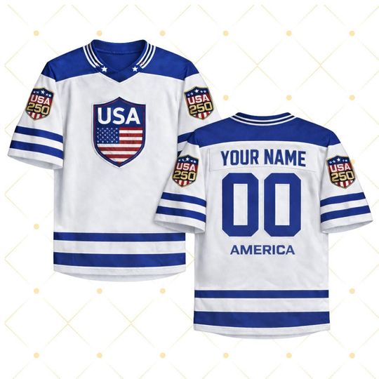 Discover CUSTOM USA Football Jersey, USA Name & Number Print Jersey, American Fan Pride Hockey, Patriotic Fan Shirt, Sport Gift For Fans