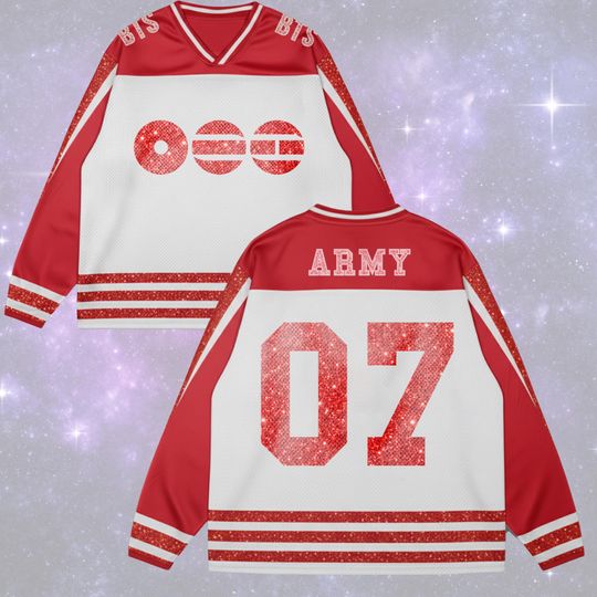 Discover Glitter Effect BTS Member Arirang World Tour Hockey Jersey, BTS Come Back 2026 Long Sleeved Shirt Gift For Army, Army Shirt, Army Outfit