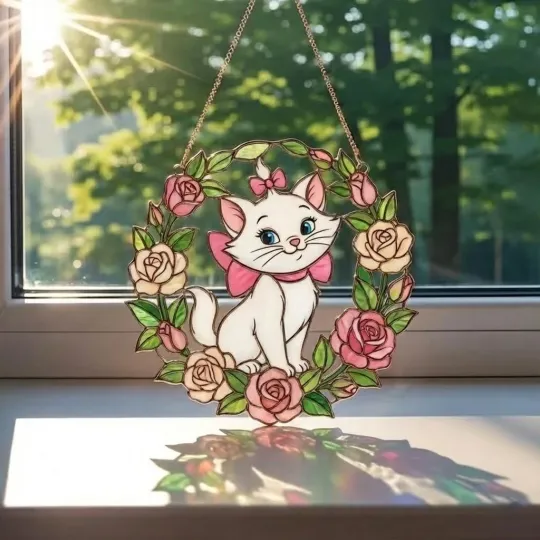 Marie Acrylic Suncatcher Window Hanging, Disney Aristocats Window Decor
