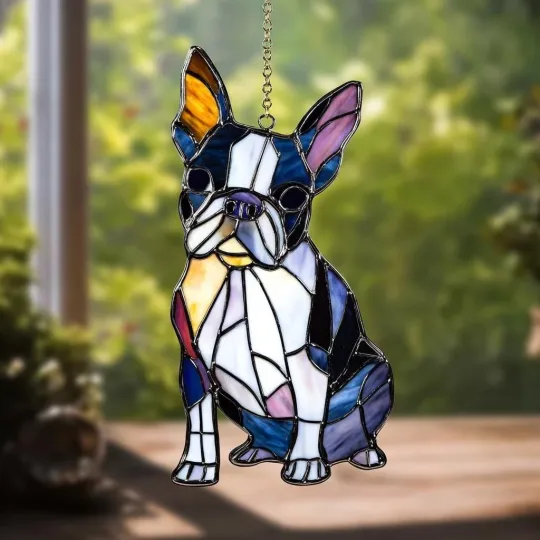 Discover Boston Terrier Suncatcher Dog Memorial Stained Glass Ornament