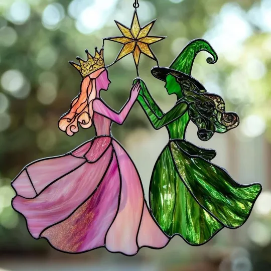 Wicked Musical Suncatcher Acrylic Decor Elphaba and Glinda