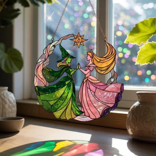 Elphaba and Glinda Acrylic Suncatcher Ornament - Wicked Musical Window Hanging