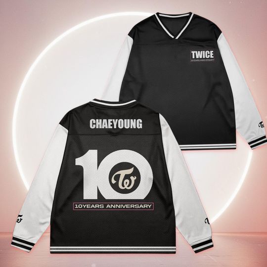 Discover TWICE 10 Years Anniversary Twice Mesh Splicing Long Sleeved, TWICE Hockey Jersey ONCE Fan Gift, Nayeon Momo Sana Jihyo Mina Dahyun Chaeyoung