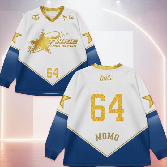 Discover TWICE Once Squad World Tour 2 Mesh Splicing Long Sleeved, TWICE Hockey Jersey, ONCE Fan Gift, Nayeon Momo Sana Jihyo Mina Dahyun Jeongyeon
