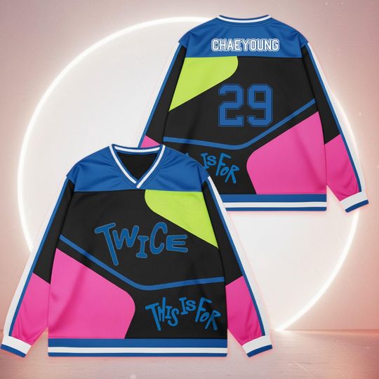 Discover TWICE This Is For 2 Twice World Tour 2 Mesh Splicing Long Sleeved, TWICE Hockey Jersey ONCE Fan Gift, Nayeon Momo Sana Jihyo Mina Dahyun