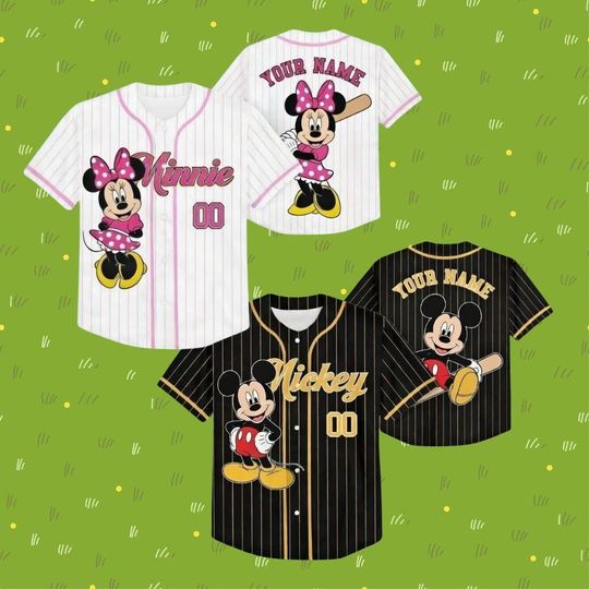 Discover CUSTOM Mickey & Minnie Baseball Jersey, Disneyland Vacation Trip Tee, Mouse Friends Jersey, Cartoon Team Matching Outfit, Birthday Gifts