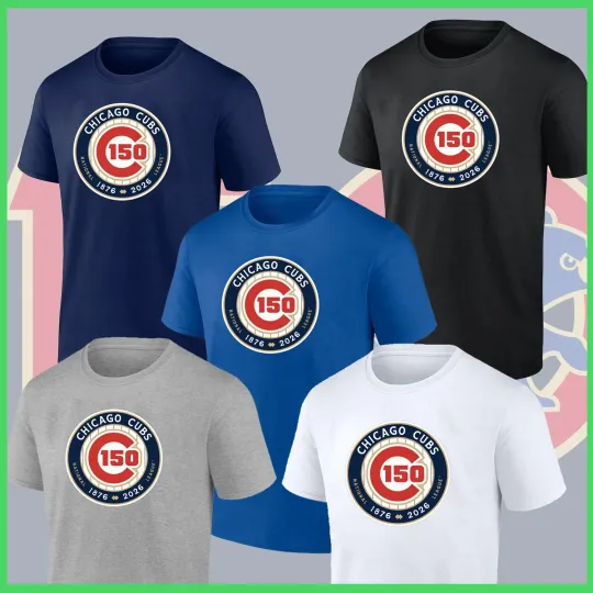 Chicago Cubs 150 Years of 1876-2026 Logo T Shirt Multicolor For Fans