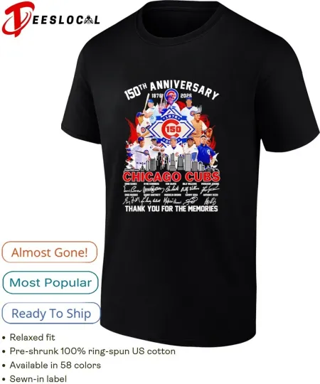 Chicago Cubs 150th Anniversary 1876-2026 Thank You T-Shirt