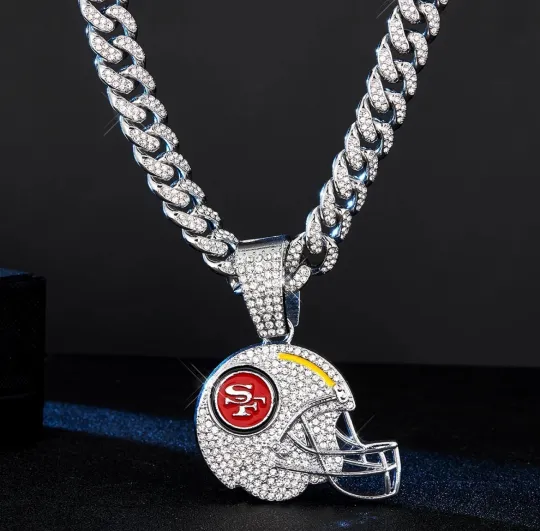 San Francisco 49ers GEM Chain Necklace  Cuban Link Pendant