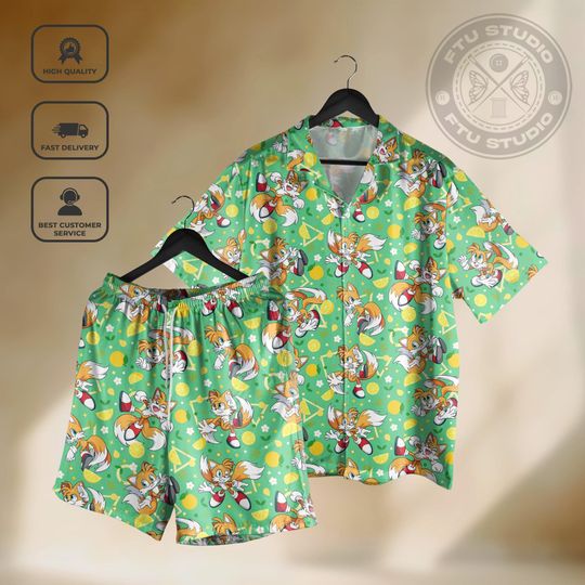 Discover Tails Hedgehog Hawaiian Shirt and Shorts, Friend Streetwear Retro Video Game Merch, Gamer Gifts
