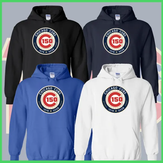 Chicago Cubs 150 Years of 1876-2026 Logo Hoodie Multicolor Size