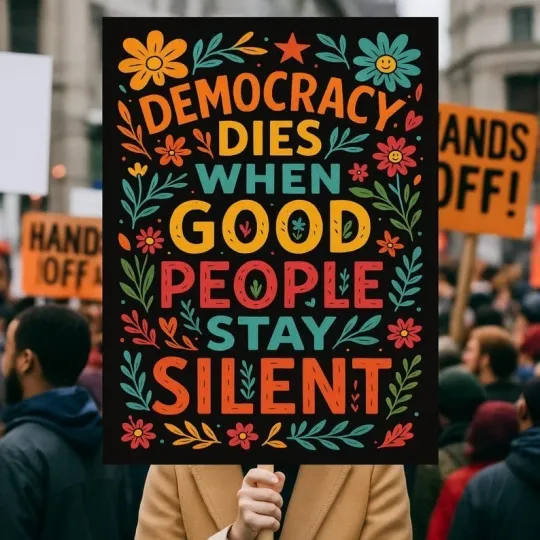 Discover Protect Democracy Protest Poster, No Kings Rally Day Protests Sign, Anti-Trump