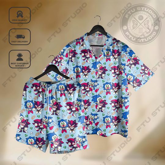 Discover Hedgehog Hawaiian Shirt and Shorts, Streetwear Speed Gamer Shirt, Video Game Gifts