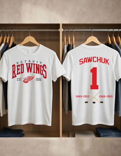 Discover Detroit Red Wings Sawchuk 1 Vintage Hockey T-Shirt