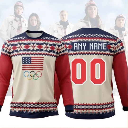 Discover Personalized #00 Name and Number Olympic Team Usa  All-over Print Long Sleeve