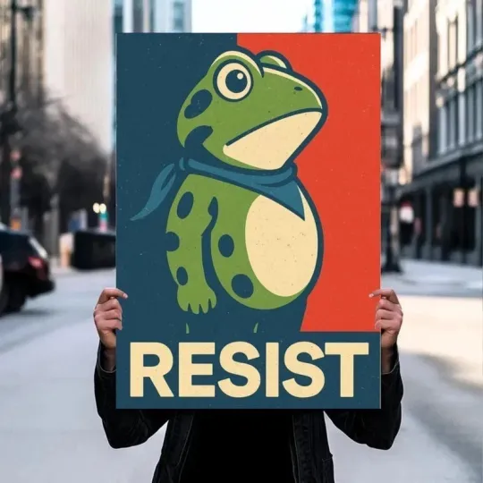 Discover Portland Frog Anti-ICE Protest Sign, Anti-Trump Sign, No Kings, Unframed