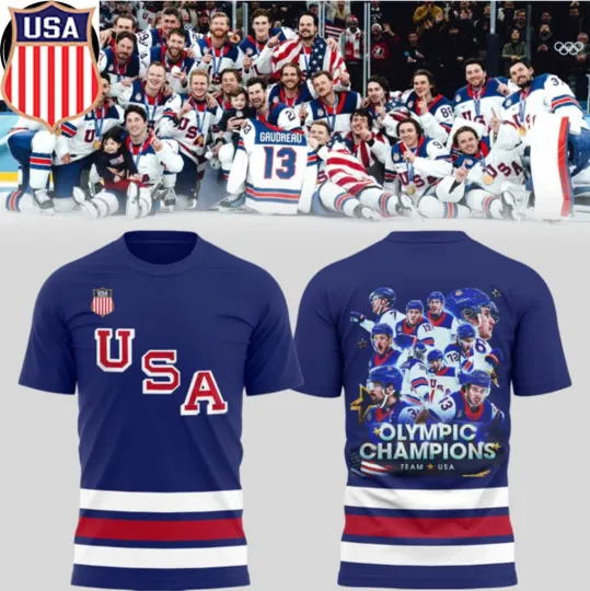 Discover USA Mens Ice Hockey Team Olympic 2026 Champions  All-over Print Tshirt