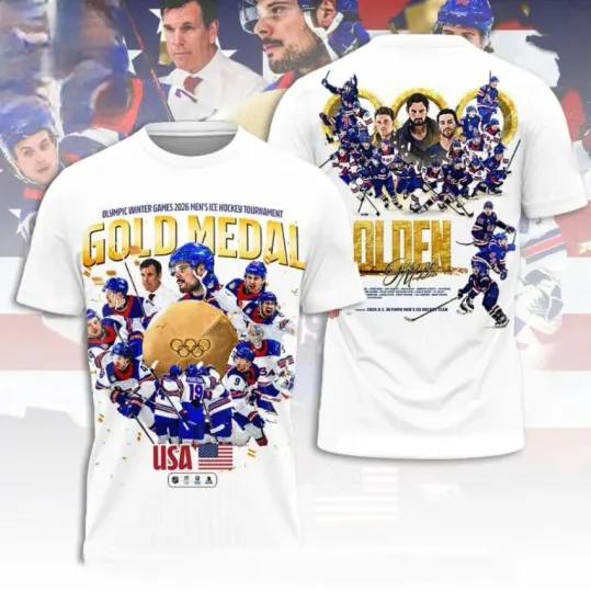 Discover Olympic Winter Games 2026 Men’s Ice Hockey Tournament Team USA Champions T-Shirt