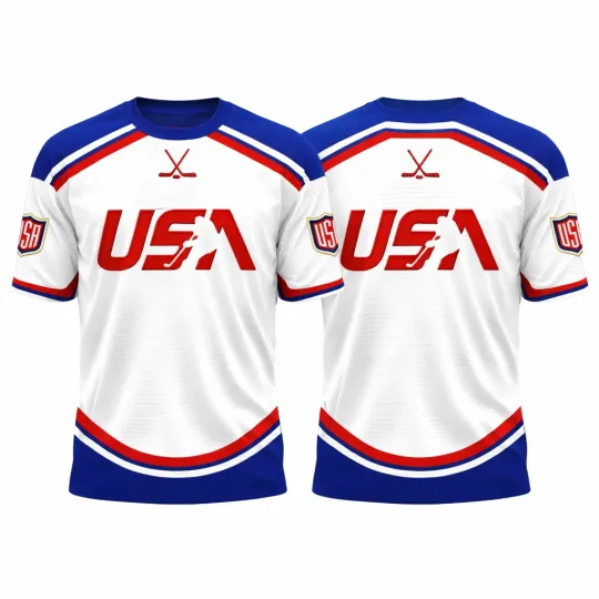 USA Hockey Pattern Printed All Over Print TShirt