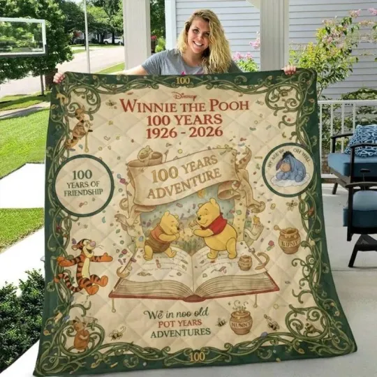 Discover Winnie The Pooh 100 Years Of Friendship 1926-2026 Quilt Blanket